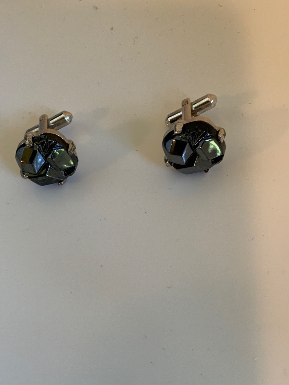 Sarah Coventry Hematite Black Faceted Knot Cufflinks